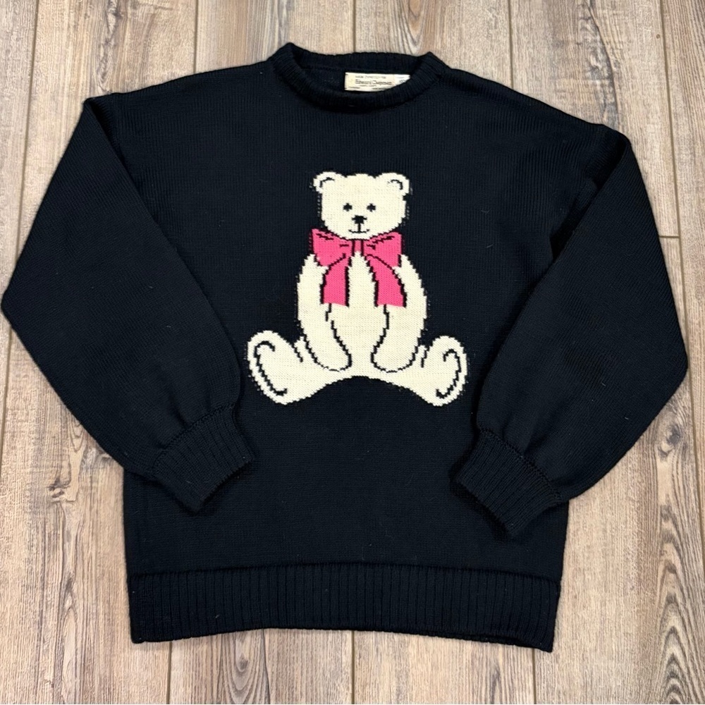 Vintage Edward Chapman 100%Wool Sweater with Teddy Bear Design - Made in England